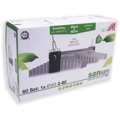 Sanlight EVO 3-60 boxed set packaging, 60x60cm cultivation kit