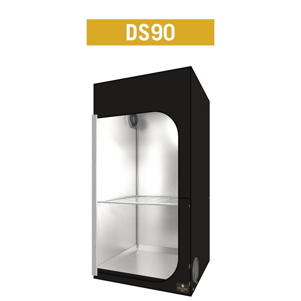 Secret Jardin Dark Street DS90 tent interior, reflective lining and wire shelf