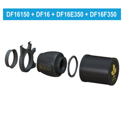 Secret Jardin DF16 Carbon Filter 350 m3/h with the DF16E350 extractor, flange and connector