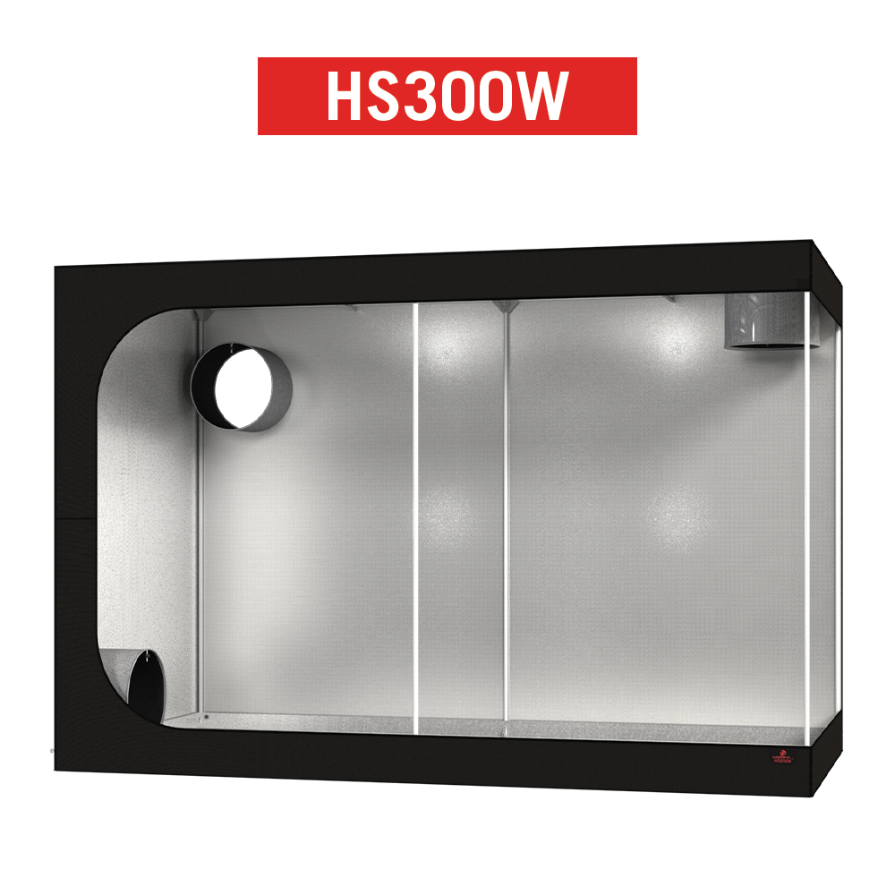 Secret Jardin Hydro Shoot HS300W tent interior, top-down view with duct ports