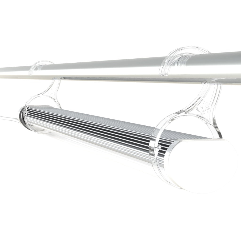 Secret Jardin TLED Grow Bar clipped horizontally under a frame tube