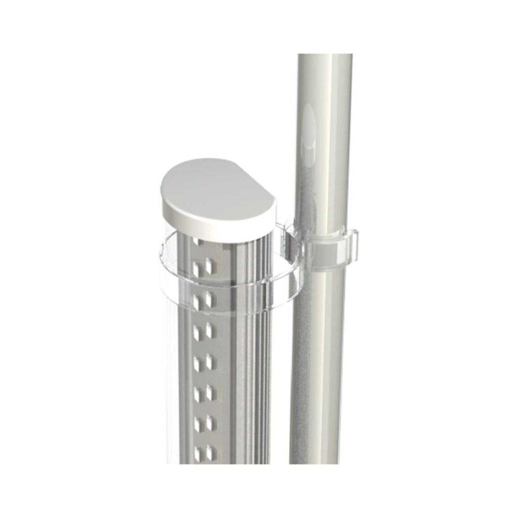 Secret Jardin TLED Grow Bar clipped upright to a tent pole for side lighting
