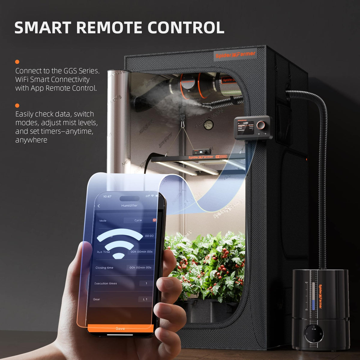 Spider Farmer 5L Smart Cool Mist Humidifier with app control through the GGS system