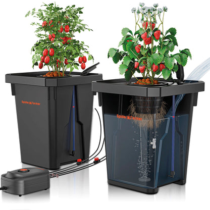 Spider Farmer DWC Hydroponics Grow System cutaway showing roots in the oxygenated solution