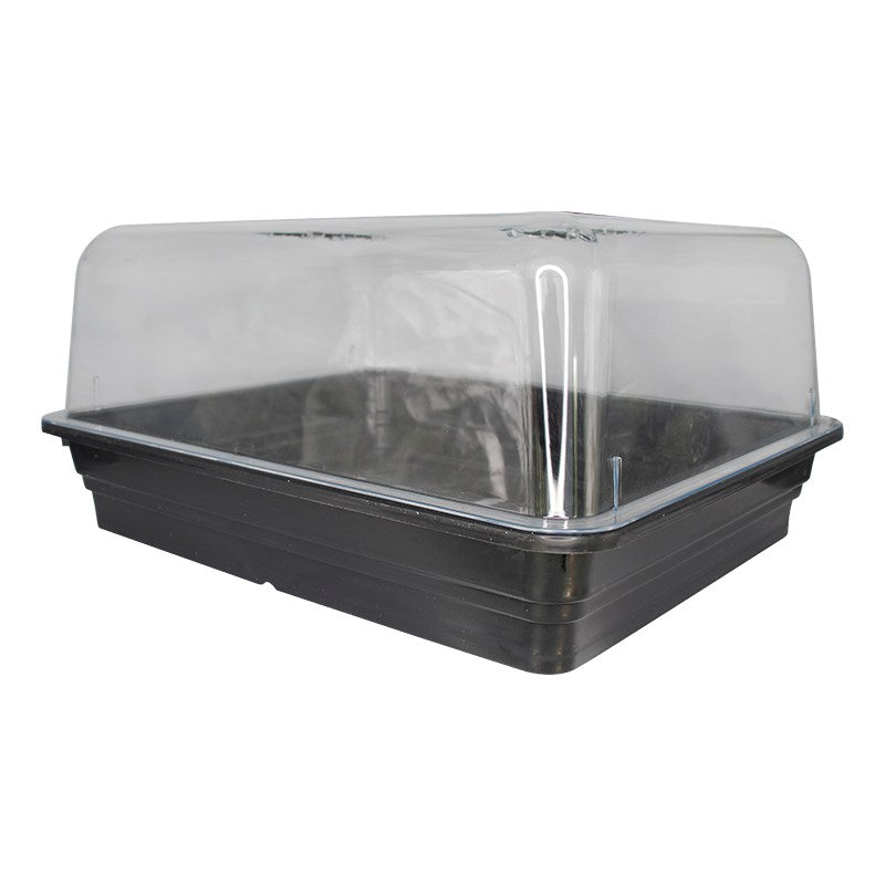 Close-up of the Stewarts Propagator's clear dome and adjustable vent slide