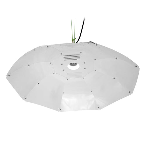 Sun King Parabolic Medium Reflector seen from below, showing the vented top plate and lamp holder