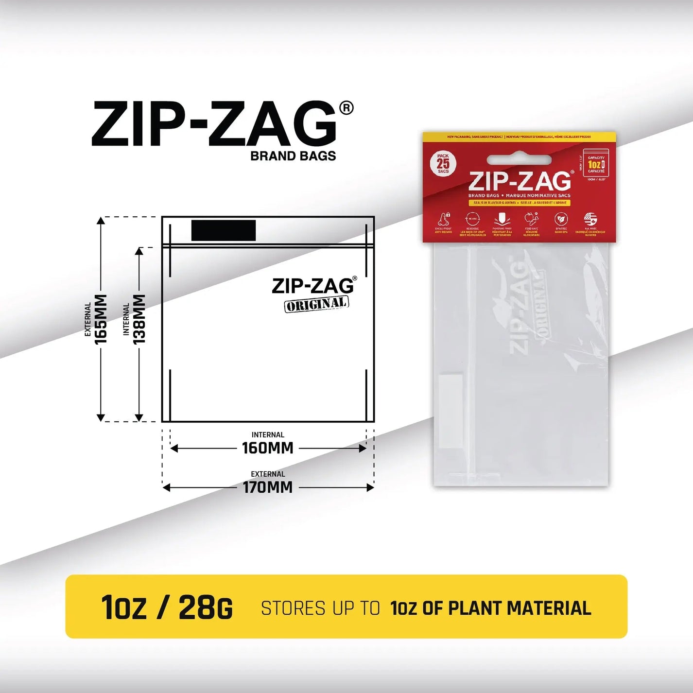 Zip-Zag Resealable Smell Proof Bags for Drying and Curing