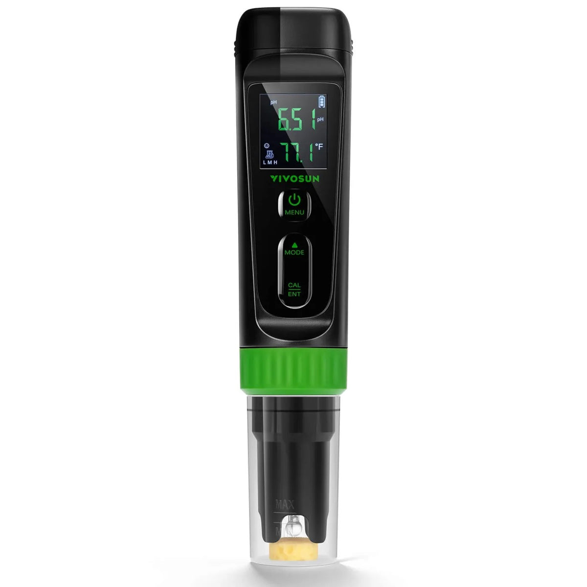 VIVOSUN AeroLab P30 pH Pen — front view with backlit display