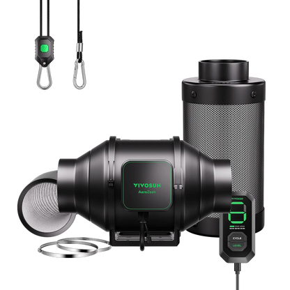 VIVOSUN AeroZesh S4 4 inch inline fan, carbon filter, ducting and speed controller