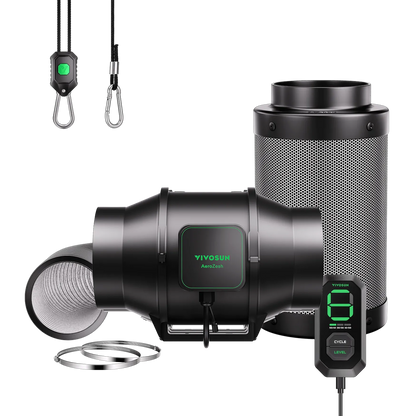 VIVOSUN AeroZesh S6 6 inch inline fan, carbon filter, ducting and speed controller