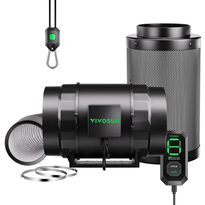 VIVOSUN AeroZesh S8 8 inch inline fan, carbon filter, ducting and speed controller
