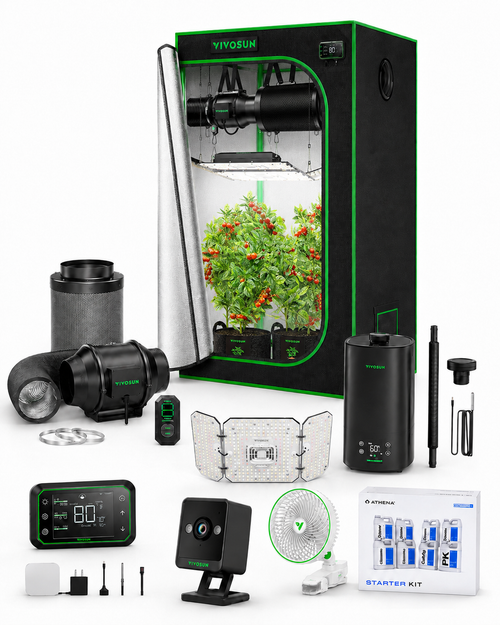 VIVOSUN Smart Grow Tent Kit 0.8m x 0.8m x 2m with tent, light, filter kit, humidifier, controller and camera