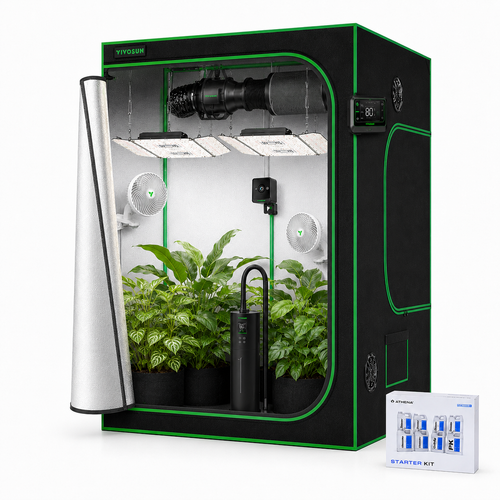 VIVOSUN Smart Grow Tent Kit 1.5m x 1.5m x 2m set up and running with plants