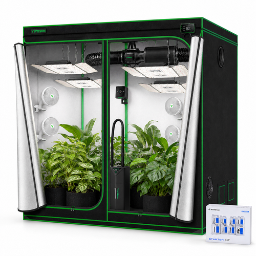 VIVOSUN Smart Grow Tent Kit 2m x 2m x 2m set up and running with plants